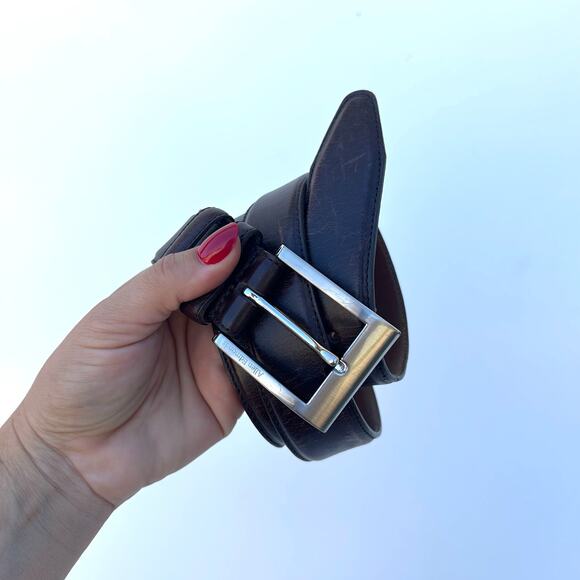 Allen Edmonds Men’s Classic Brown Leather Dress Belt Silver Buckle USA Made 91 - Picture 2 of 8